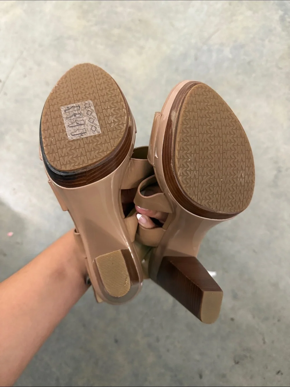 Michael Kors Nude/Tan Leather Open-Toe platform heels
